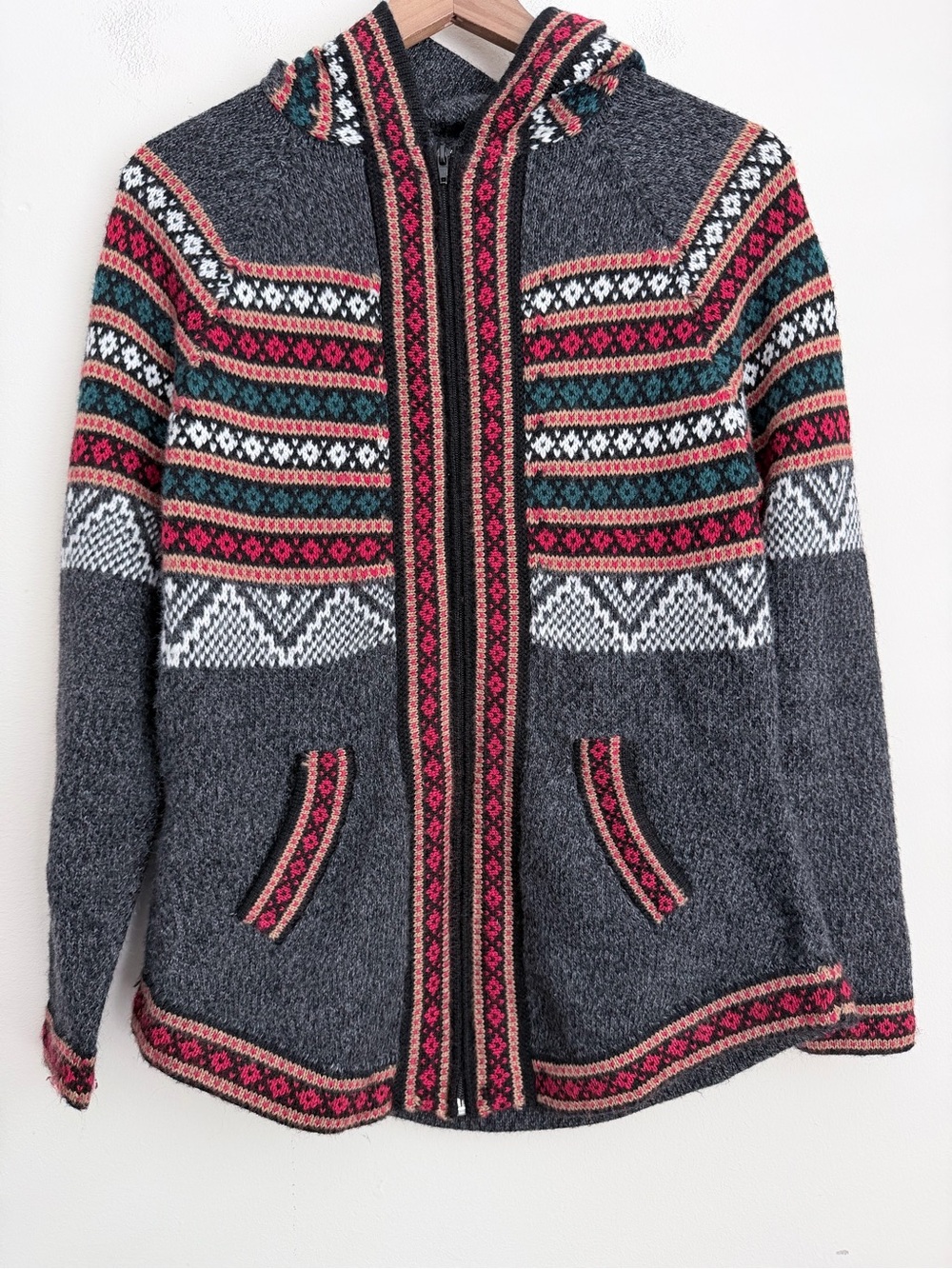 Artesania Alpaca Hooded Alpaca Sweater cardigan full zip